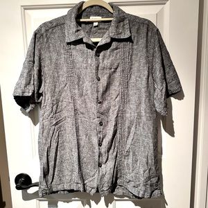 Men’s Haggar Linen & Rayon Short Sleeve Button Down. Slate Blue Size LG